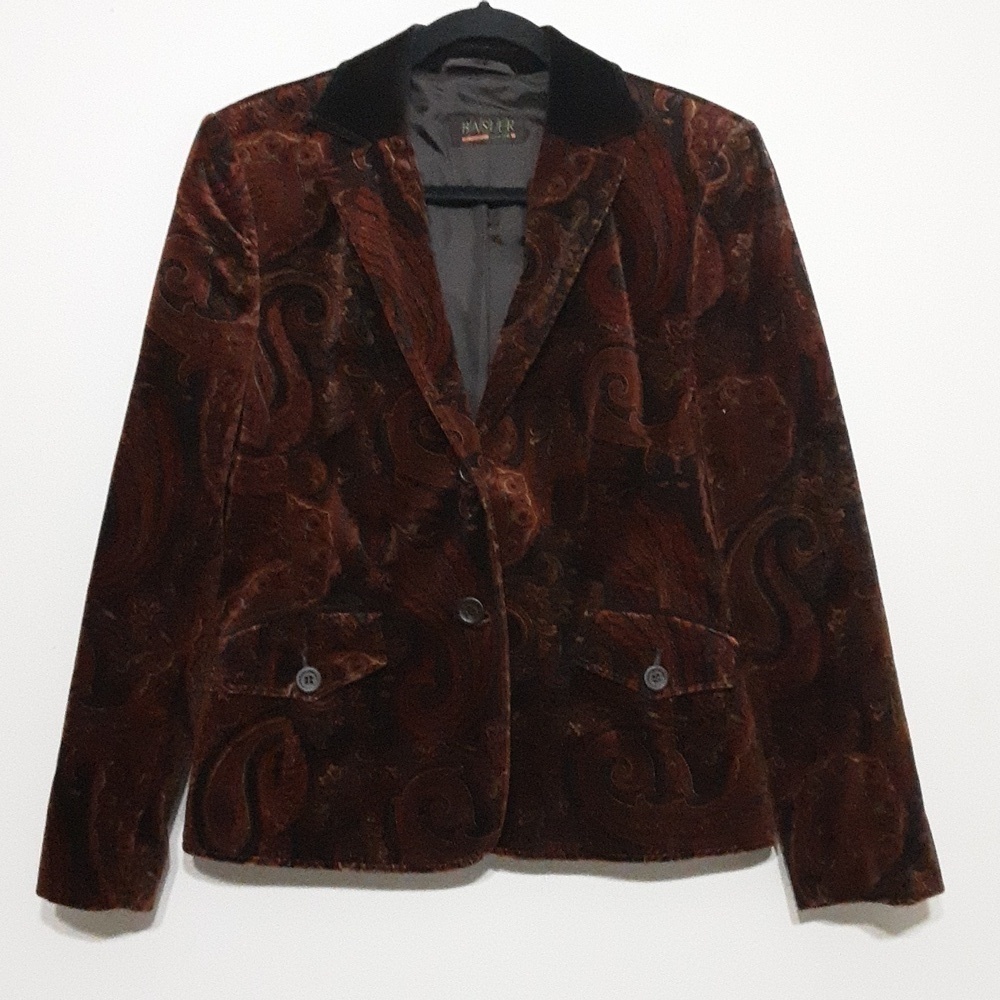 Vintage Basler paisley velour blazer jacket women 38 y2k event holiday retro
